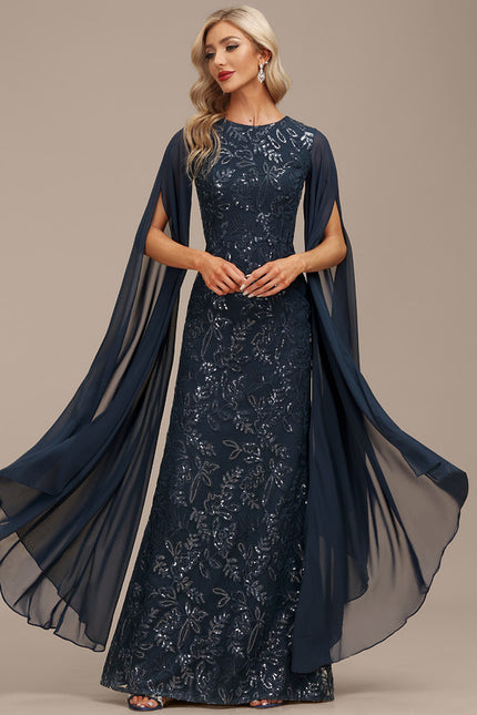 Robe Chic Élégance Marine Satinée - gallery 3