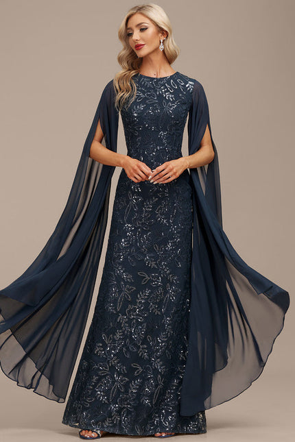 Robe Chic Élégance Marine Satinée - gallery 3