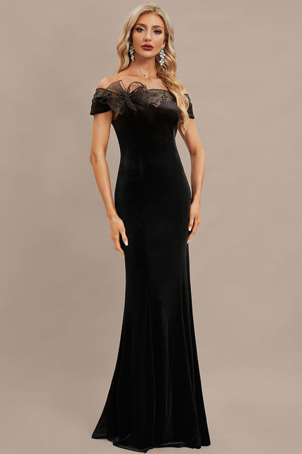 Robe Chic Velours Noir Élégant - gallery 3