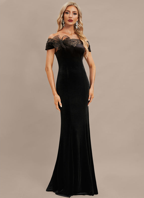 Robe Chic Velours Noir Élégant - gallery 3